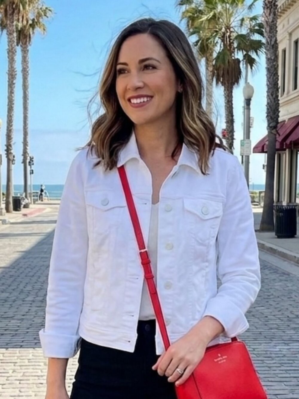 $298 KATE SPADE NWT Classic All White Denim Jean Jacket – Large